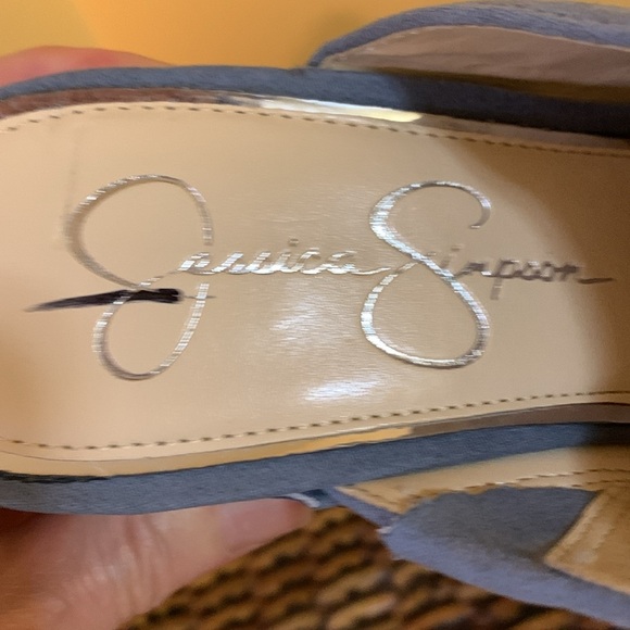 Jessica Simpson Dalia Powder Blue Suede Clogs with Silver Studds. - Picture 8 of 14